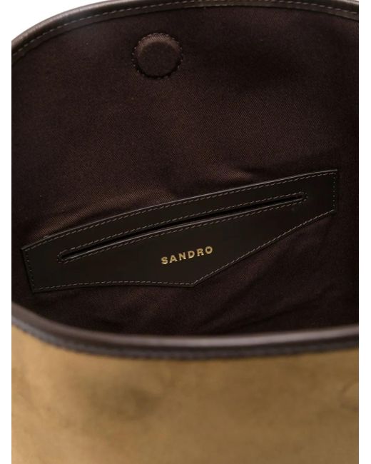Sandro Brown Suede And Leather Bucket Bag