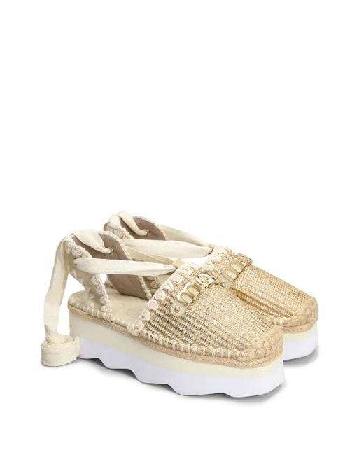 Mou Natural Logo-Lettering Espadrilles
