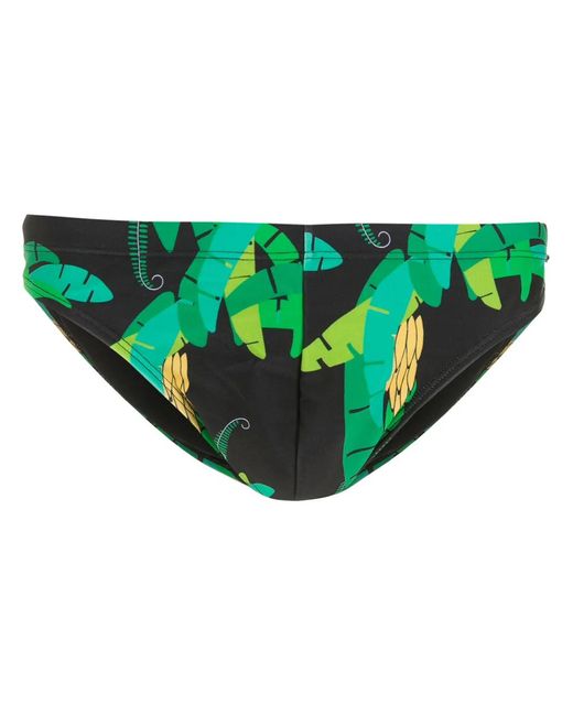 Amir Slama Green Leaf-Print Swimming Trunks for men