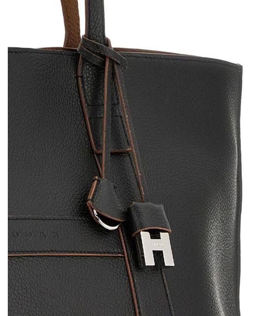 Hogan Black Logo Charm Tote Bag