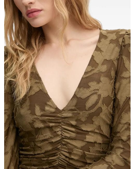 Sisley Natural Fil-Coupé Ruched Mini Dress
