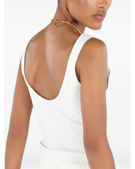 Roberto Cavalli White Ribbed-Knit Tank Top