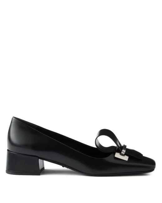 Prada Black 35Mm Brushed-Leather Pumps