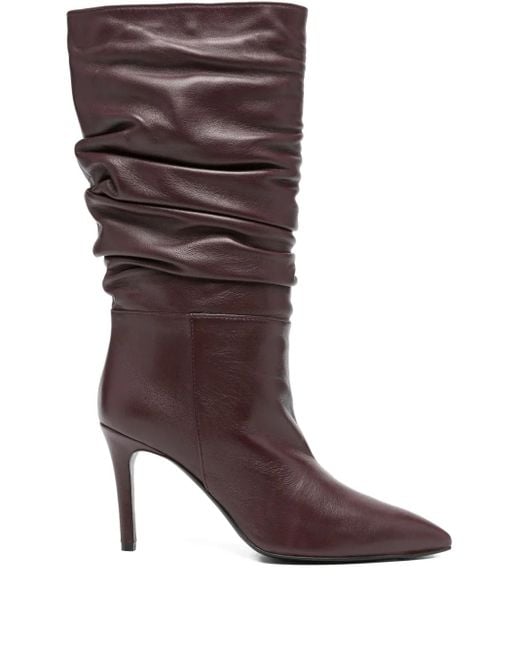 Via Roma 15 Brown 80Mm Calf Leather Pointed-Toe Boots