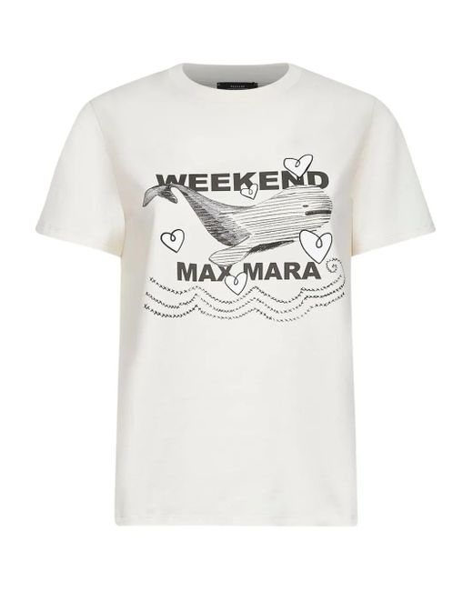 Weekend by Maxmara T-Shirt Met Ronde Hals En Walvisprint in het Gray