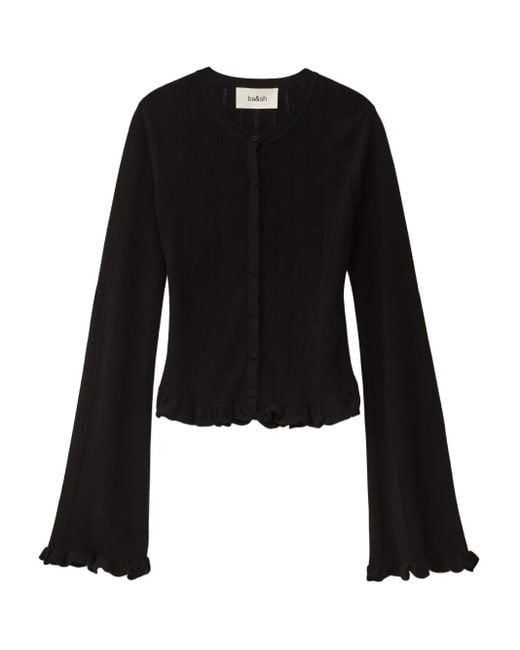 Ba&sh Black Vitis Ruffled Cardigan