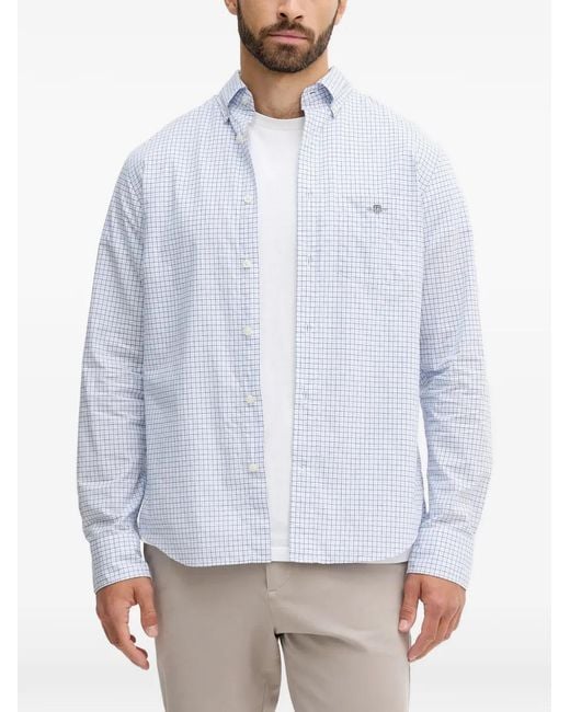 Camisa A Cuadros Con Bolsillo De Parche Gant de hombre de color White
