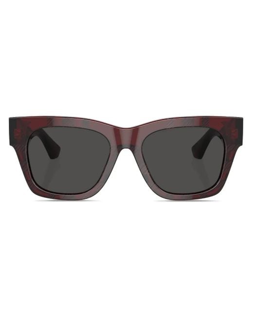 Burberry Gray Checkered Wayfarer-Frame Sunglasses