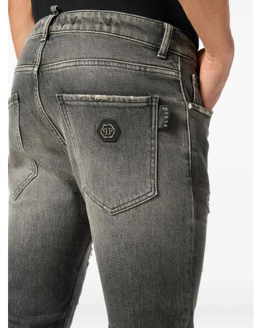 Philipp Plein Distressed Skinny Jeans in Grey for Men Lyst UK