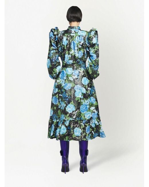 Balenciaga Kleid mit Blumen-Print in Blau | Lyst AT