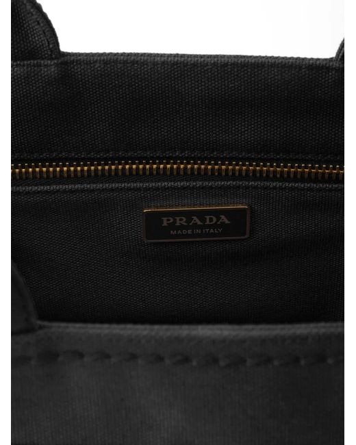 Prada Black Jardinière Small Cotton Canvas Bag