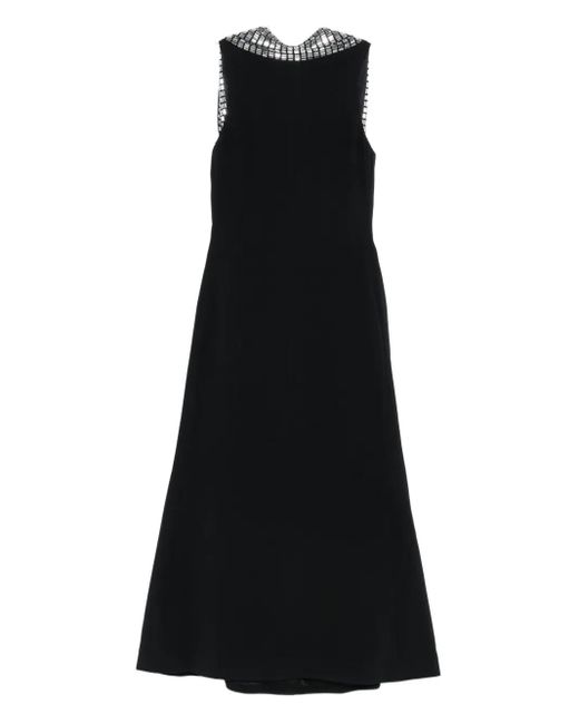 David Koma Black Midikleid mit verziertem Kragen