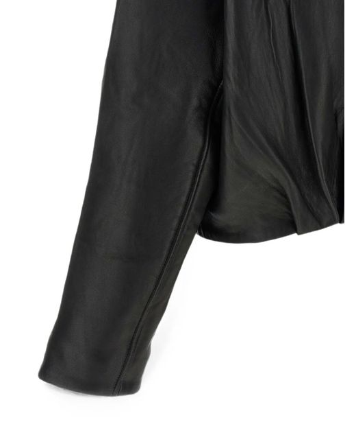 ROTATE BIRGER CHRISTENSEN Black Boxy Leather Jacket