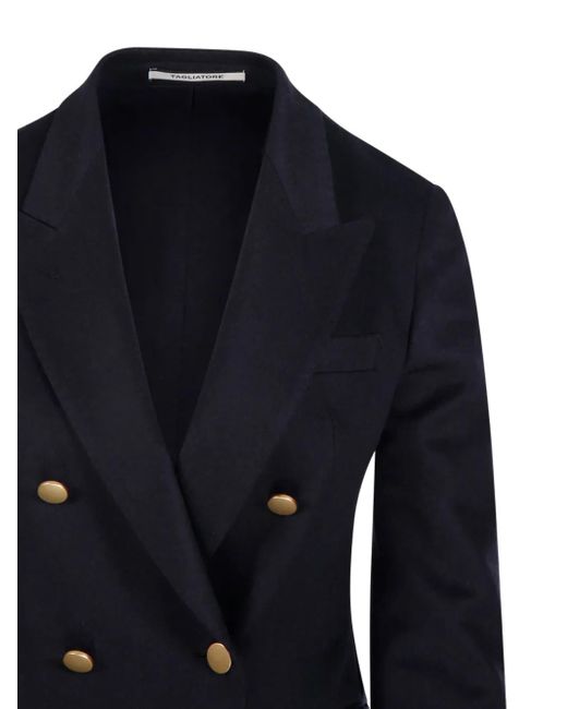 Tagliatore Blue Double-Breasted-Button Blazer