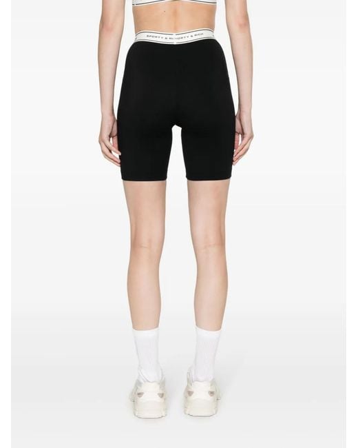 Sporty & Rich Black Logo-Waistband Shorts