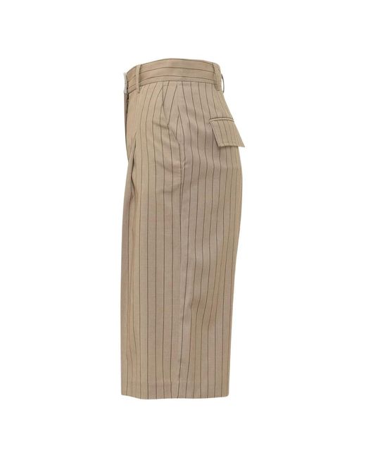 LE SULLY STUDIO Natural Pinstriped Shorts