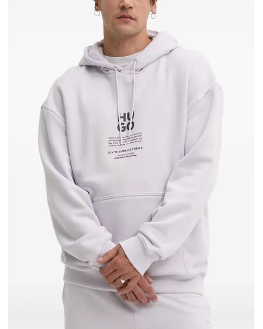 HUGO Gray Graphic Hoodie for men