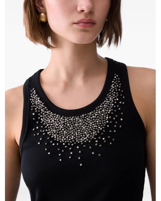 Liu Jo Black T-Shirt With Jewel Decoration