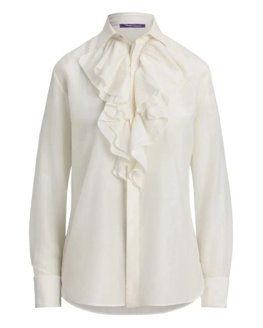 Ralph Lauren White Ruffled-Collar Shirt