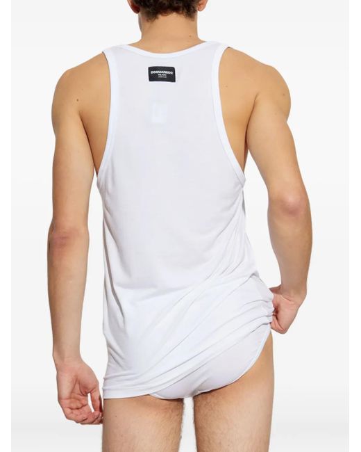 DSquared² White Logo-Patch Vest for men