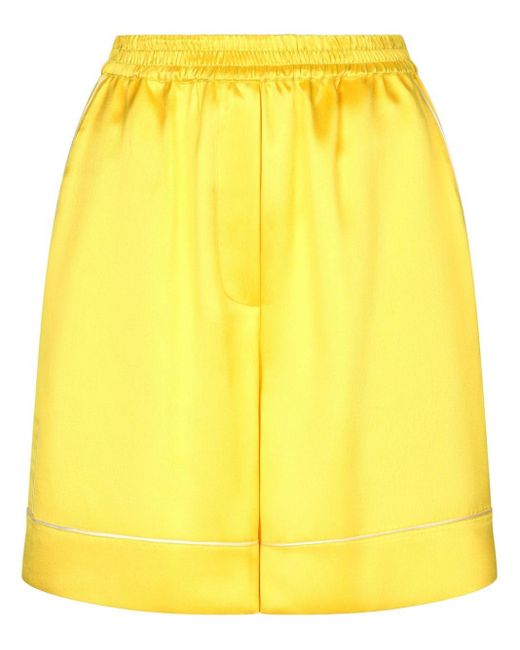 Dolce & Gabbana Yellow Lemon Silk Shorts