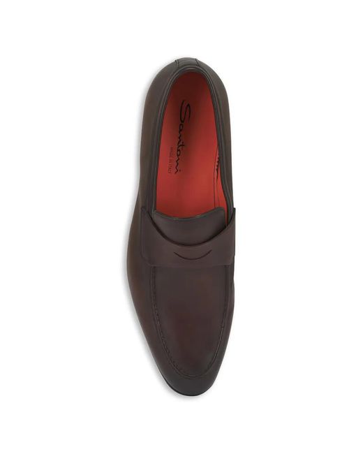Santoni Brown Darius Loafers for men