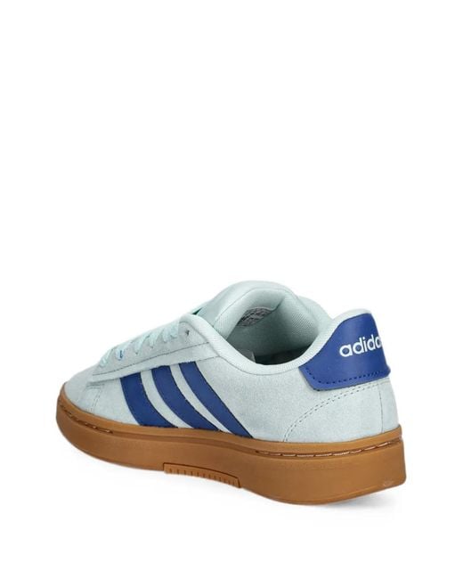 Adidas Blue Grand Court Alpha Logo-Patch Sneakers