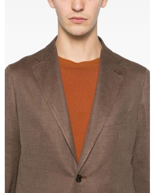 Tagliatore Brown Notched-Lapel Two-Button Blazer for men