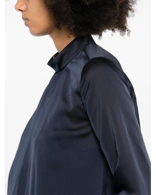 Sacai Blue Panelled Peplum-Hem Blouse