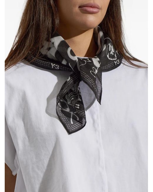 Y-3 Metallic Graphic-Print Scarf