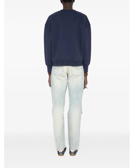 Zadig & Voltaire Blue Graphic-Embroidery T-Neck Sweatshirt