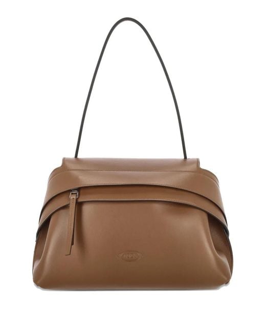 Tod's Brown Wave Leather Shoulder Bag