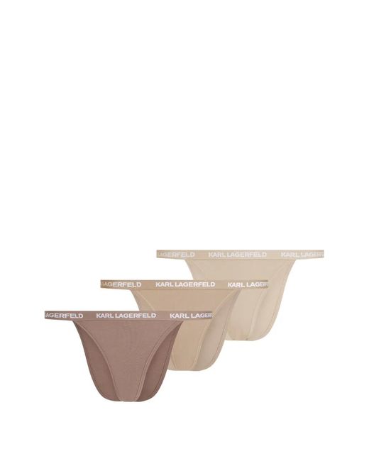 Karl Lagerfeld Natural Logo-Detail Cotton Brazilian Briefs (Set Of Three)