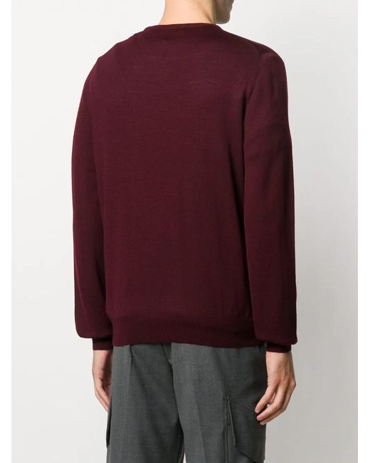 Barba Napoli Red Crewneck Wool Jumper for men