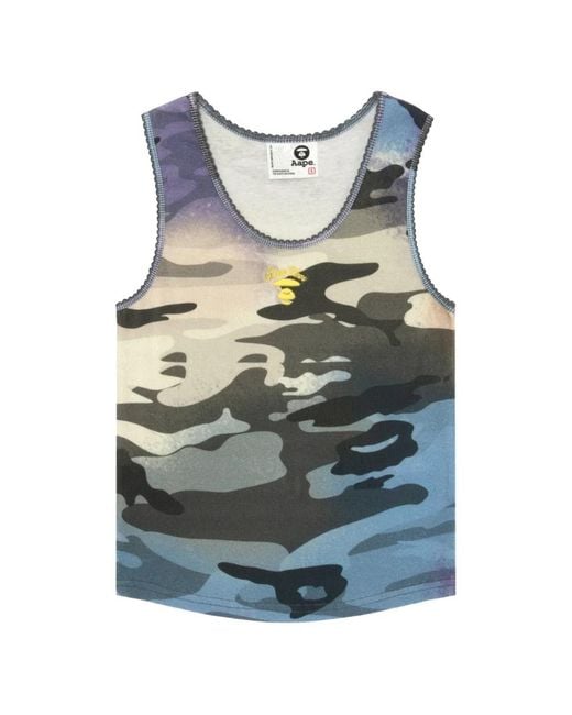 Aape By A Bathing Ape Blue Camouflage Embroidered Vest