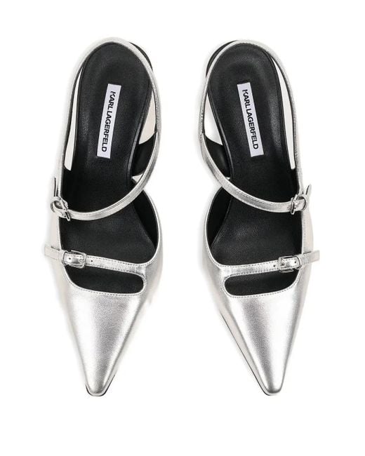 Karl Lagerfeld スリングバック パンプス White