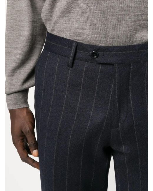 Lardini Blue Double-Breasted Pinstripe-Pattern Suit for men
