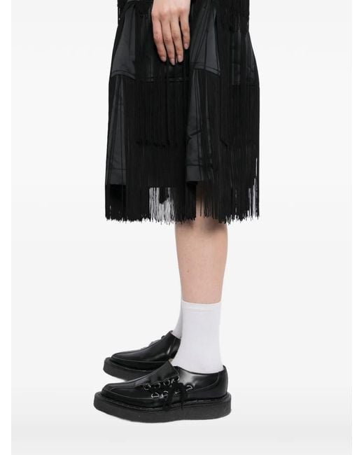 COMME DES GARÇON BLACK Black Fringe-Detailed Tiered Skirt
