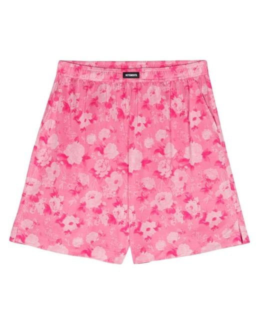Vetements Shorts Met Bloemenprint in het Pink