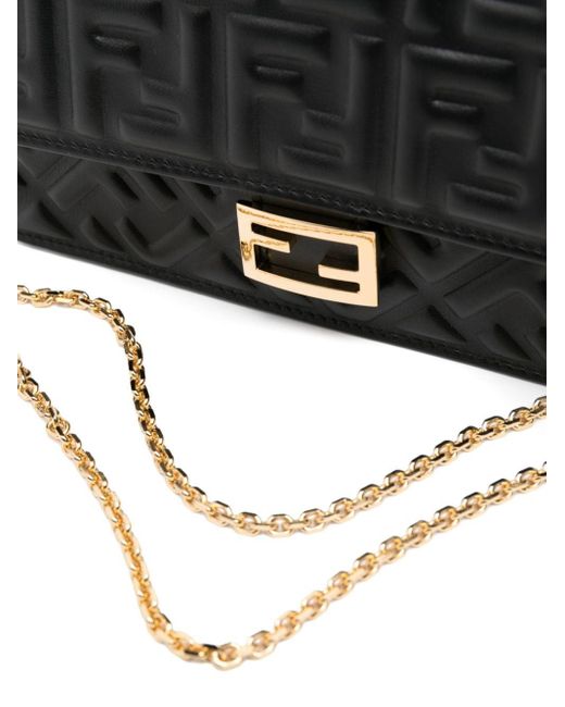 Fendi Black "Baguette" Wallet With Chain