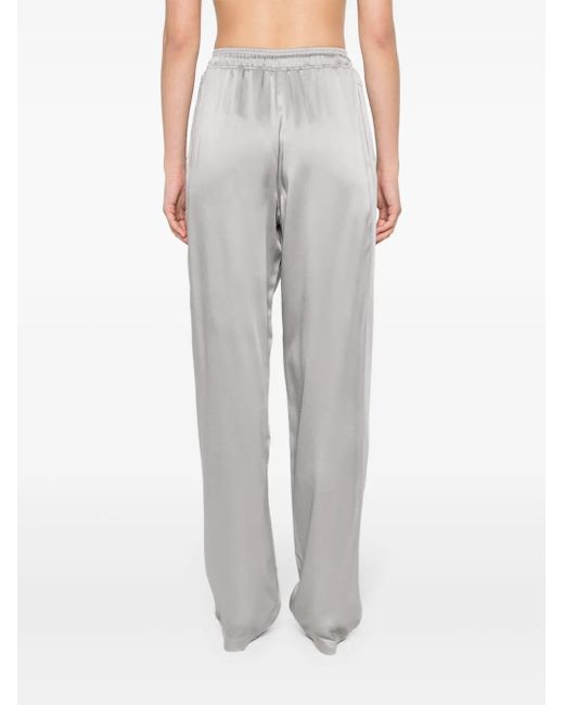 Elisabetta Franchi Gray Satin Tapered Trousers