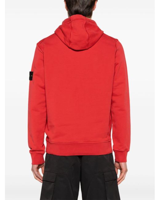 Stone Island Red Compass-badge Cotton Hoodie for men