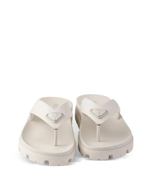 Prada White Rubber Thong Sandals for men