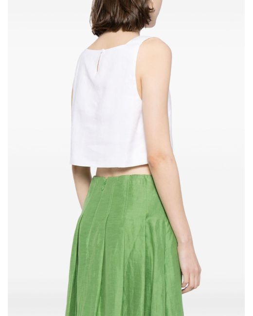 Reformation White Saige Cropped-Top