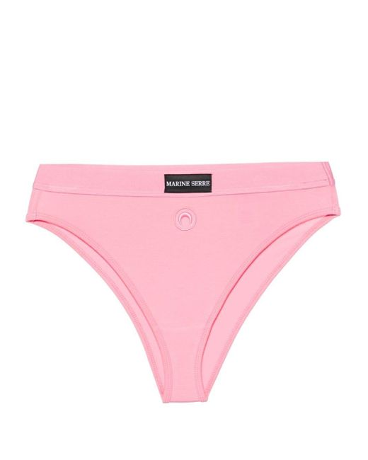 MARINE SERRE Pink Crescent Moon High-Waist Thong