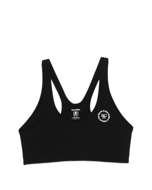 Sporty & Rich Black Srhwc Logo Cropped Sports Bra