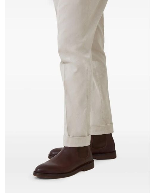 Brunello Cucinelli Brown Calfskin Chelsea Boots for men
