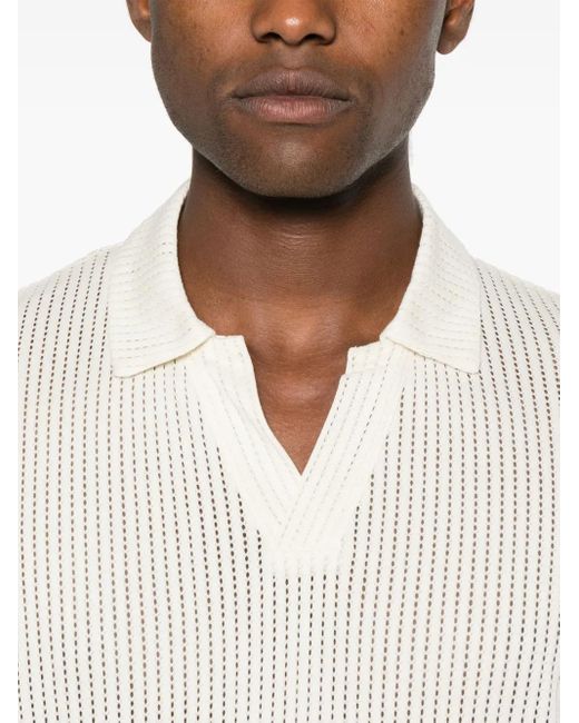 Sunspel White Linear Mesh Design Polo Shirt for men