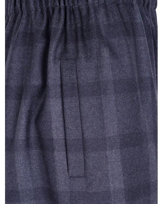 Daniela Gregis Blue Check-Pattern Palazzo Pants
