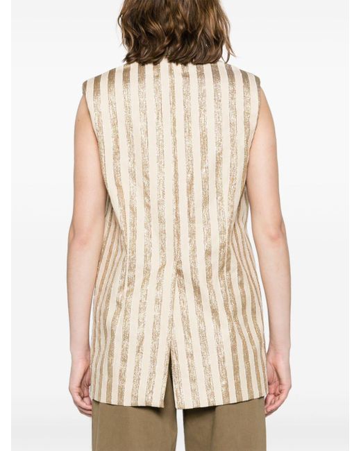 Forte Forte Natural Metallic-stripes Double-breasted Vest